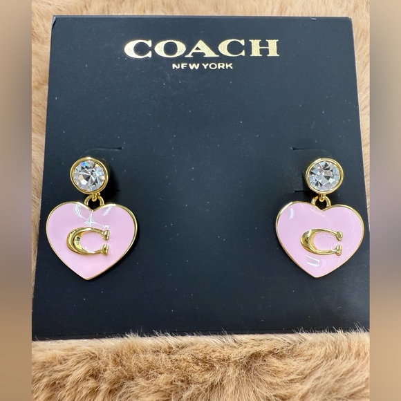 Coach Jewelry - Coach Pink Heart Earrings with Gold and Silver Accents